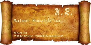 Malmer Ruszlána névjegykártya